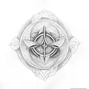 triquetra, espada, escudo tattoo design idea