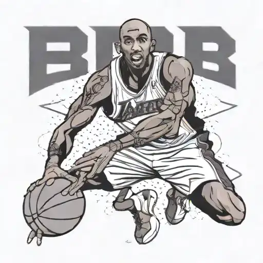 Kobe Bryant's iconic fadeaway jumper with a black mamba snake wrapping around his arm tattoo design idea
