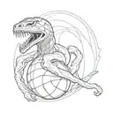 The Kobe Bryant logo intertwined with a black mamba snake coiled around a basketball tattoo design idea