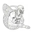 The Kobe Bryant logo intertwined with a black mamba snake coiled around a basketball tattoo design idea