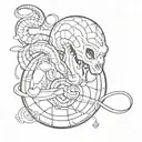 The Kobe Bryant logo intertwined with a black mamba snake coiled around a basketball tattoo design idea