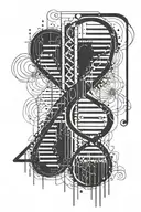 dna and computer code flowing tattoo design idea