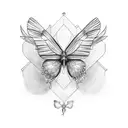 Crow with right wing of a butterfly tattoo design idea