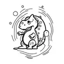 small cute fineline cartoon dinosaur dressed tattoo design idea
