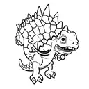 small cute fineline cartoon dinosaur dressed tattoo design idea
