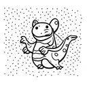 small cute fineline cartoon dinosaur dressed tattoo design idea