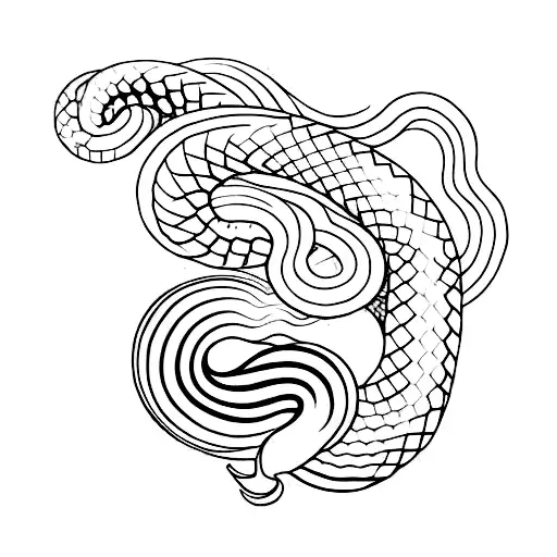 wavy straight snake elegant tattoo design idea