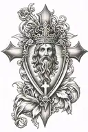 cross small details religious sacred heart jesus tattoo design idea