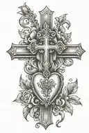 cross small details religious sacred heart jesus tattoo design idea