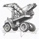 An abstract geometric design incorporating elements of construction equipment such as bulldozers or cranes tattoo design idea