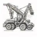 An abstract geometric design incorporating elements of construction equipment such as bulldozers or cranes tattoo design idea