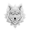 Camellia flower wolf tattoo design idea