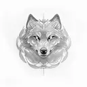 Camellia flower wolf tattoo design idea