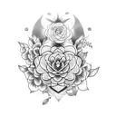 Camellia flower wolf tattoo design idea