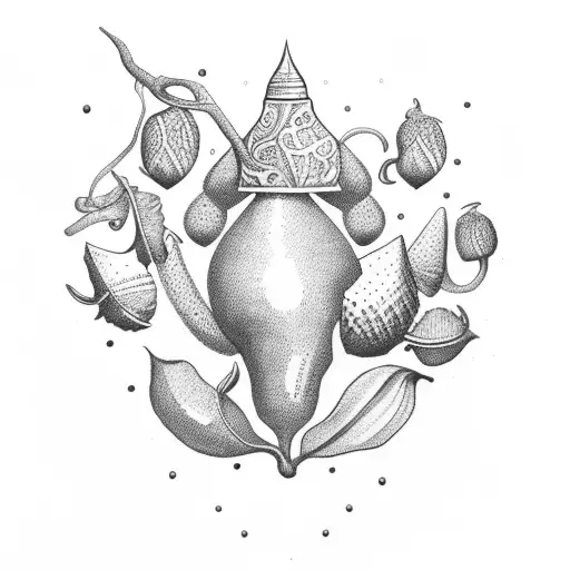 acorn, latin, plant tattoo design idea