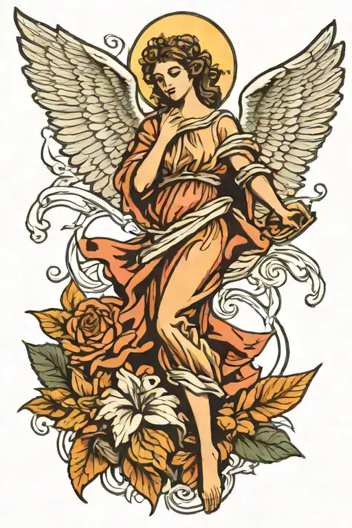 biblical angel tattoo design idea