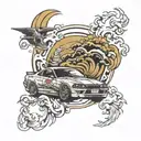 japanese style car drifting tattoo design idea