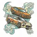 japanese style car drifting tattoo design idea