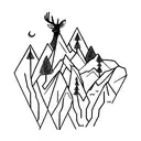 buck and doe over mountains tattoo design idea
