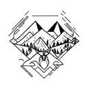 buck and doe over mountains tattoo design idea