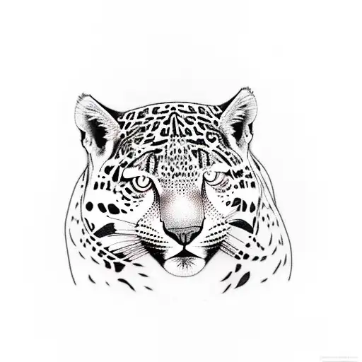 A magestic jaguar on a rainforest tattoo design idea