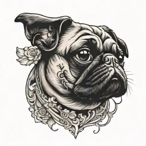 pug dog tattoo design idea