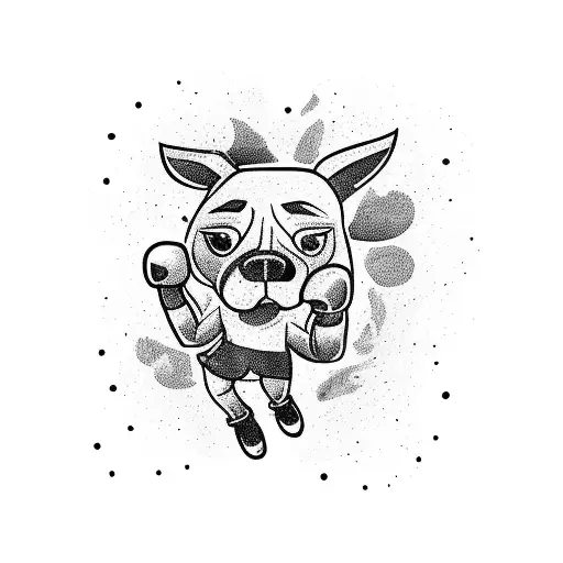 A minimalist tattoo of a boxer punching through a piñata, symbolizing the combination of boxing and Mexican culture tattoo design idea