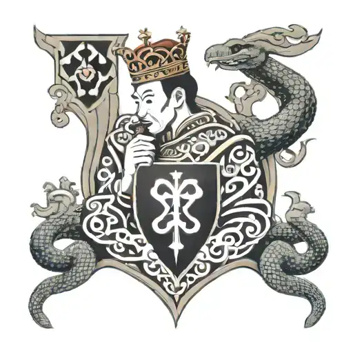 chess pieces, king of hearts and a snake tattoo design idea