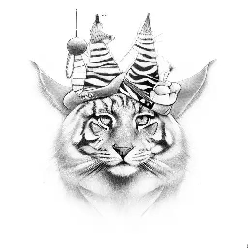 woman with animal hat tattoo design idea