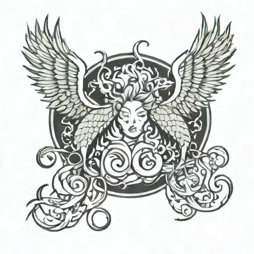 medusa and phoenix rising from the ashes tattoo design idea