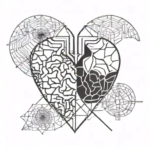 half heart and half brain tattoo design idea