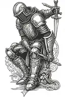 knight kneeling with sword  tattoo design idea
