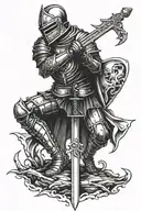 knight kneeling with sword  tattoo design idea
