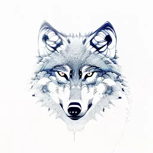 wolf in forest on full moon hunting  tattoo design idea