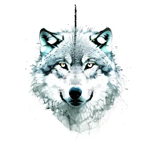 lonely wolf surviver in jungle tattoo design idea