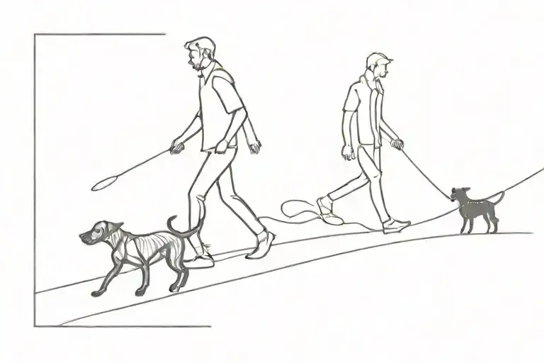 Man and dog walking tattoo design idea