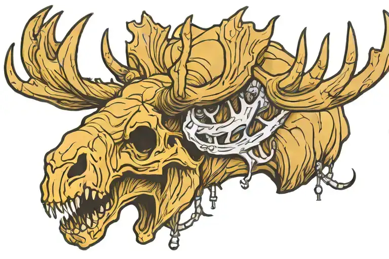 Evil Moose Skull tattoo design idea