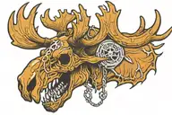 Evil Moose Skull tattoo design idea
