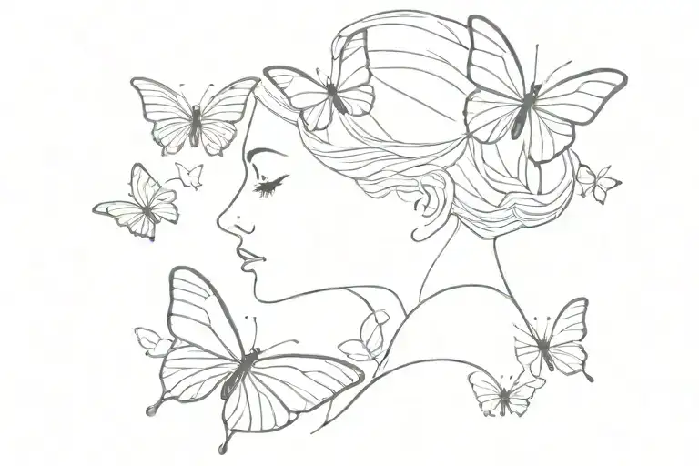 woman going through stages of butterfly metamorphosis  tattoo design idea