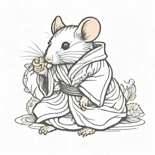 small cute mouse in robe  tattoo design idea