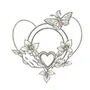 A claddagh ring design with elements of nature like flowers and butterflies tattoo design idea