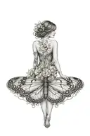 woman turning into a butterfly tattoo design idea