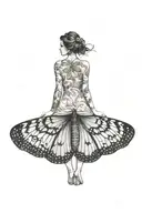woman turning into a butterfly tattoo design idea