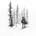 gothic little red ridinghood forest scene in memorial with big bad wolf tattoo design idea