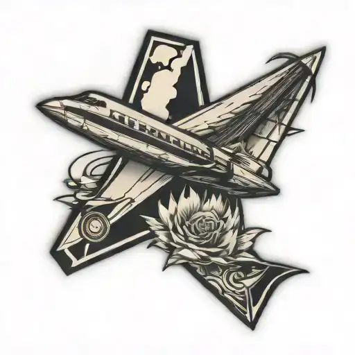 paper airplane and 747 shadow  tattoo design idea