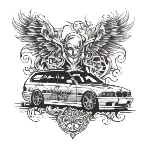 Tuning BMW e39 touring tattoo design idea