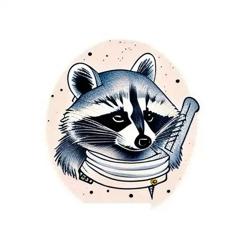 Raccoon with a cowboy hat tattoo design idea