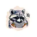 Raccoon with a cowboy hat tattoo design idea