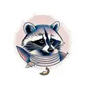 Raccoon with a cowboy hat tattoo design idea