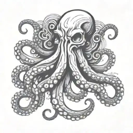A tattoo design of an octopus inspired by Greek mythology and Viking runes tattoo design idea